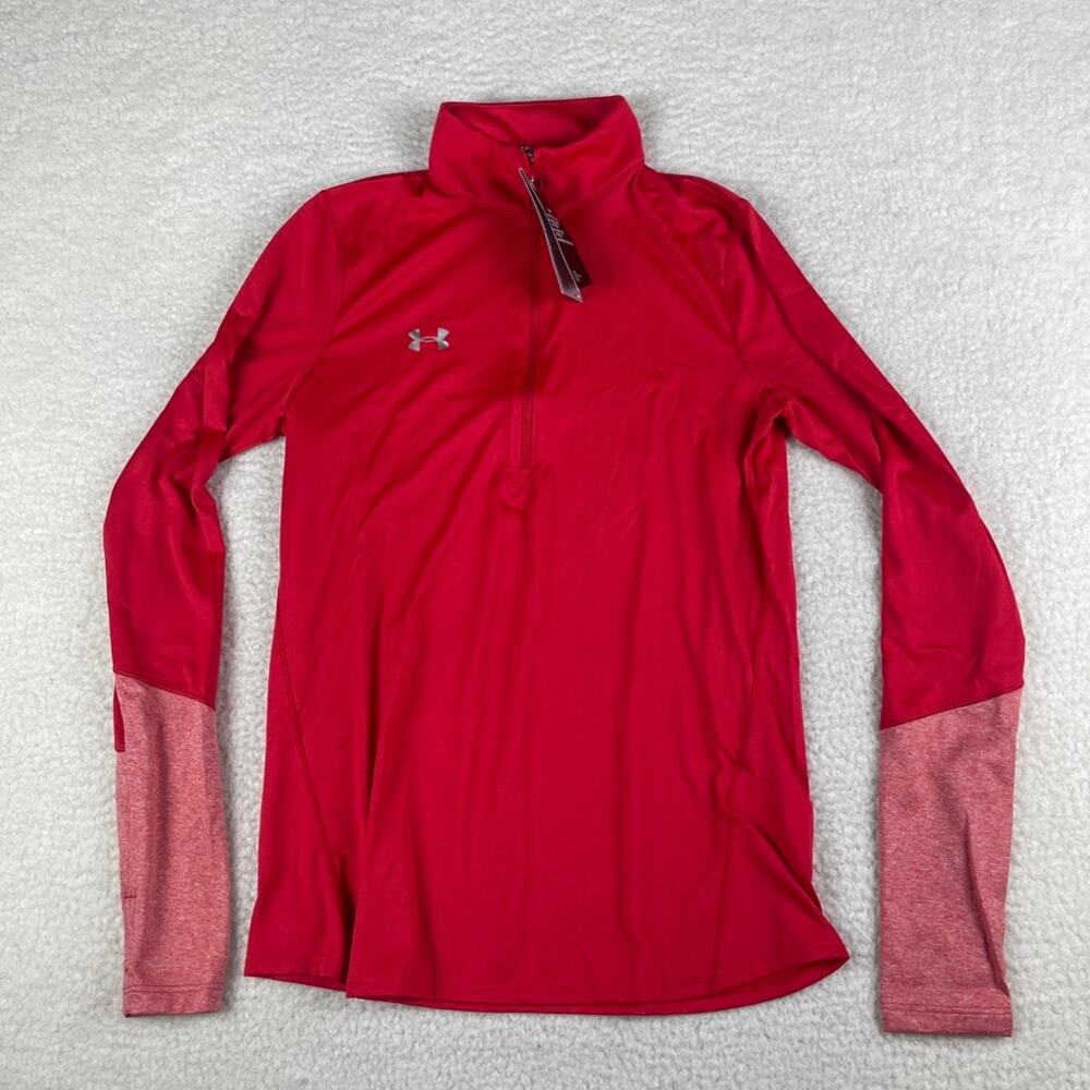 Under Armour Women's Medium Red HeatGear Polyester LS Half Zip Sweatshirt